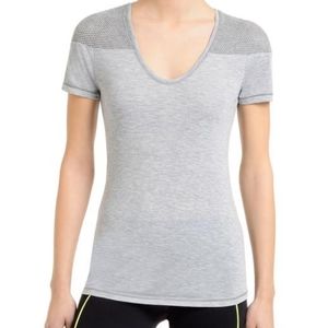 NWT 2(X)IST WOMEN'S MESH SHOULDER ACTIVE JERSEY TOP SIZE L GRAY